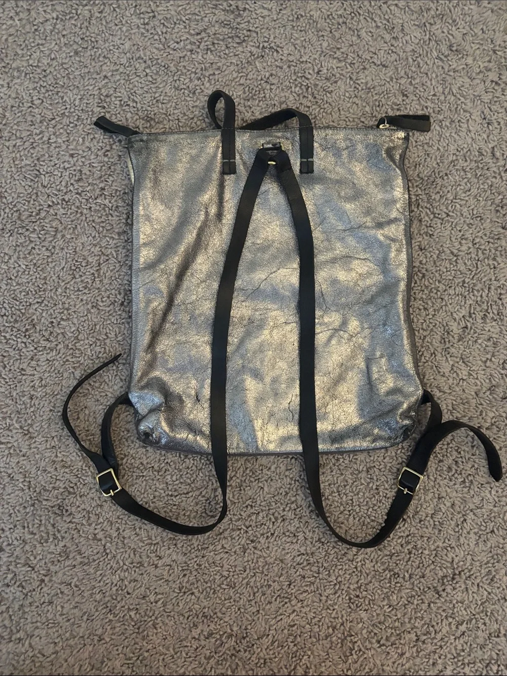 Clare V Metallic Silver Women's Backpack